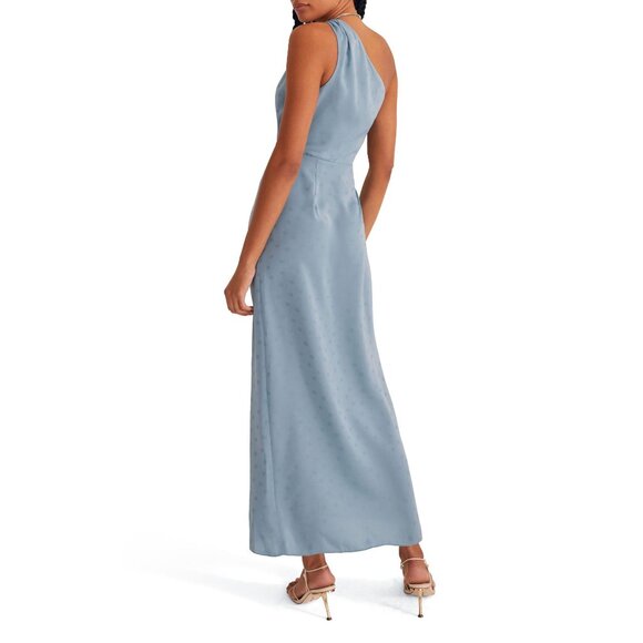🆕FAVORITE DAUGHTER The Singles Table One Shoulder Dress Gown Polka Dot Blue 4 - Picture 3 of 16